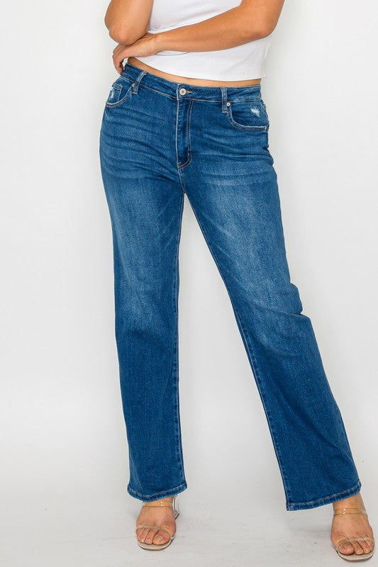 Cat's Whiskers High Rise Straight Jeans