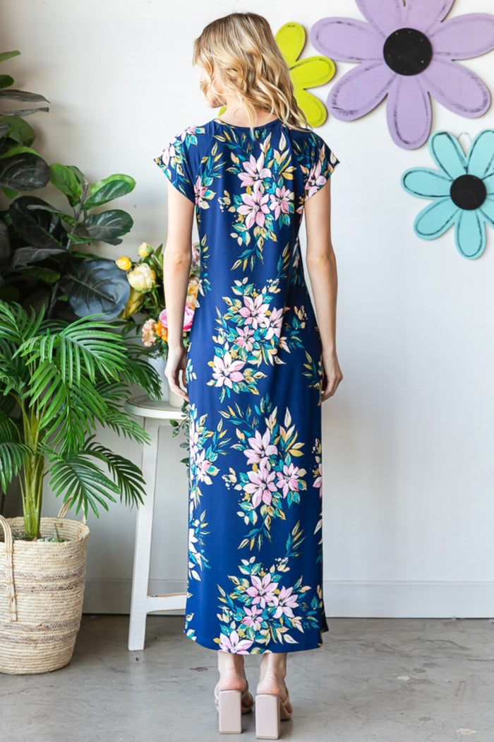 Heimish Floral Short Sleeve Slit Dress