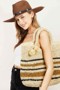 Fame Striped Braided Tote Bag