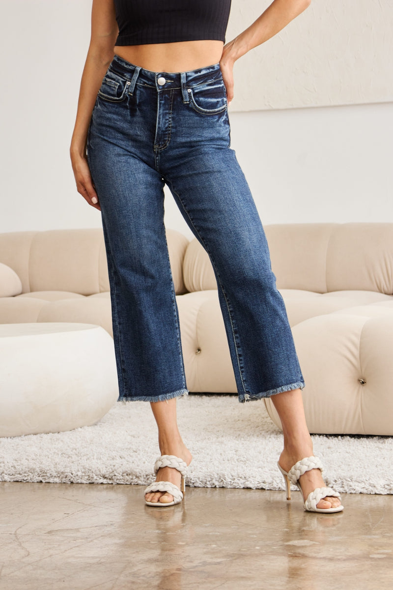 RFM Tummy Control High Waist Raw Hem Jeans