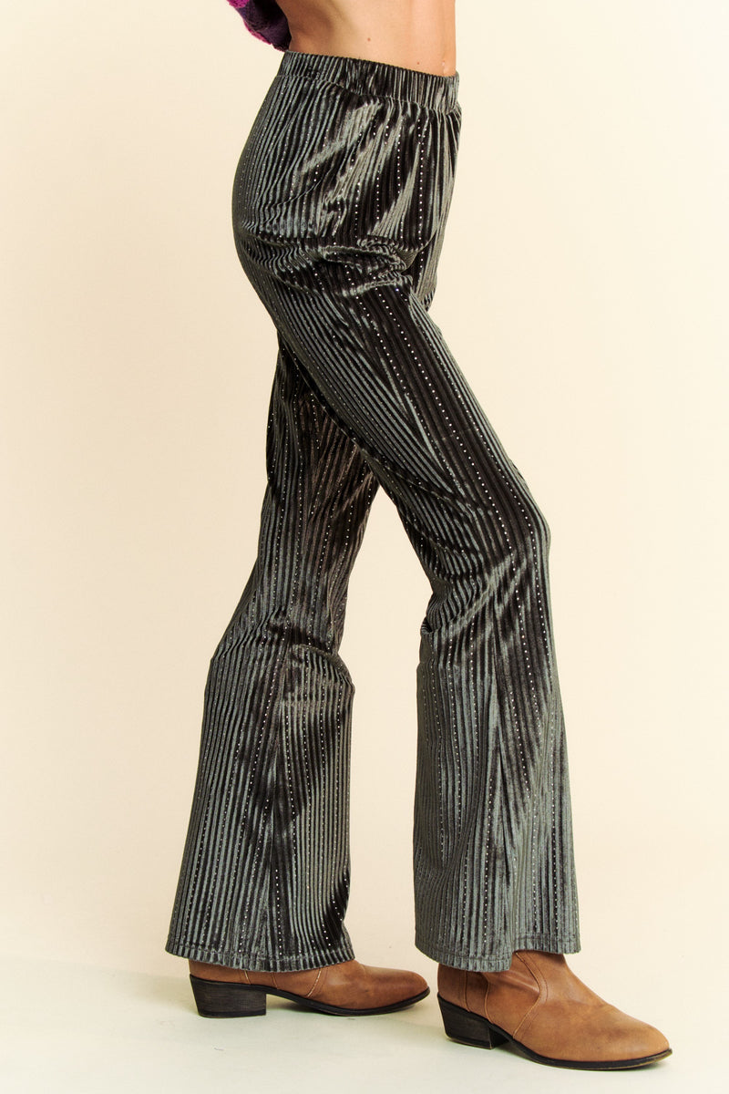 Elastic Waist Knit Flare Pants