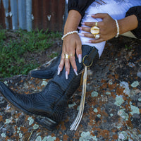 Matte Gold Electroplate Wavy Disc Ring 012a3