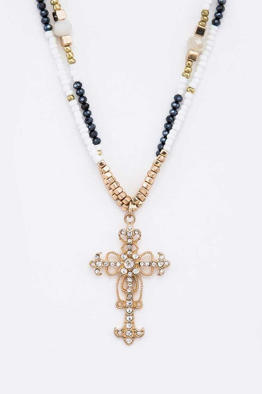 Crystal Cross Pendant Necklace Set