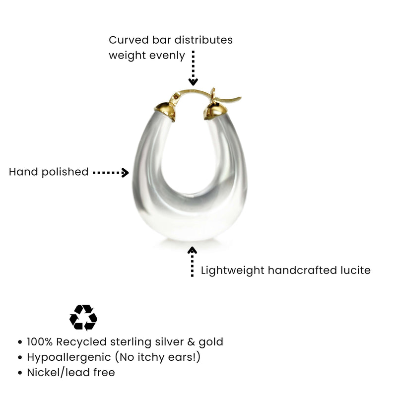 Clear Chunky Bucket Hoop Earrings