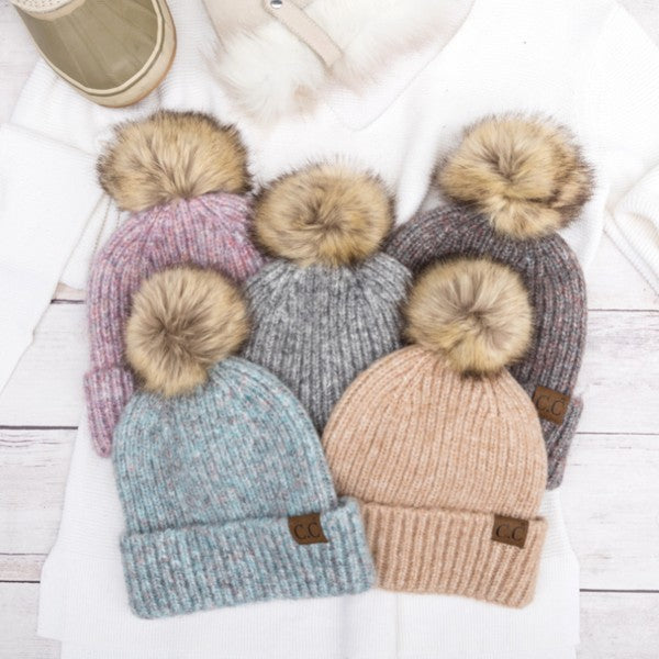 CC Cozy Marled Pom Beanie