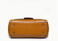 Luxury Genuine Leather Fashion Handbag - Premium Black & Retro Brown