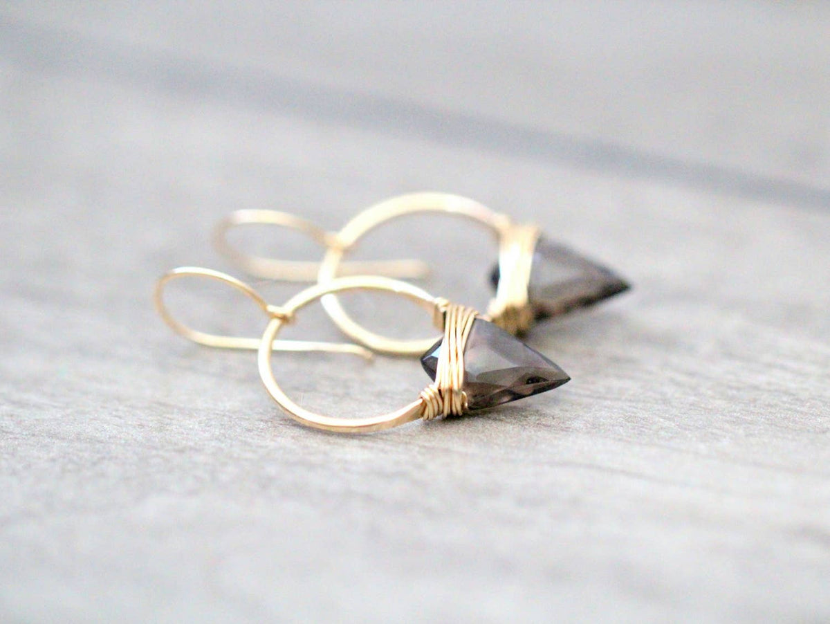 Albatross Earrings in Smoky Quartz