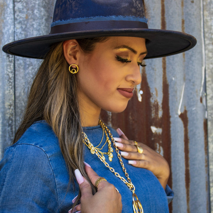 Pendientes de doble círculo de oro mate de 200 g