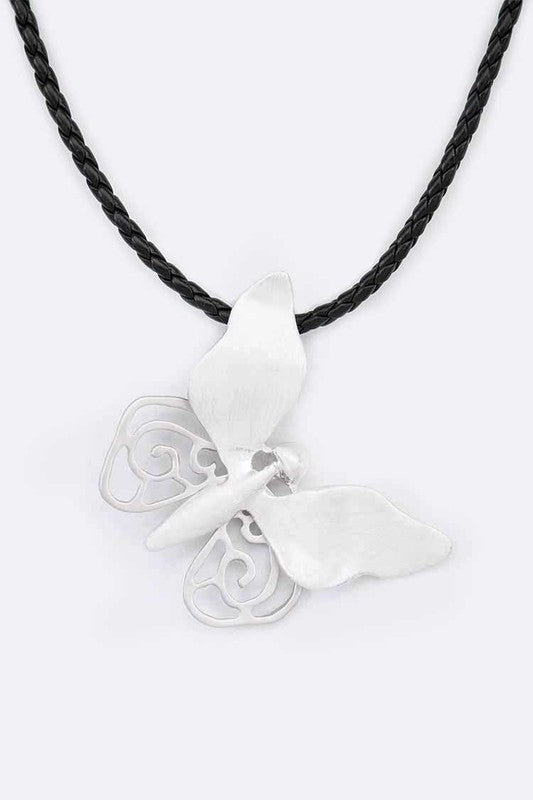 Butterfly Pendant Cording Necklace