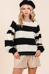 Mittoshop Striped Snap Shoulder Long Sleeve T-Shirt