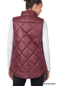 Diamond Quilted Zip Front Vest