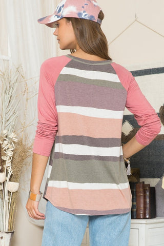 Celeste Striped Contrast Long Sleeve T-Shirt