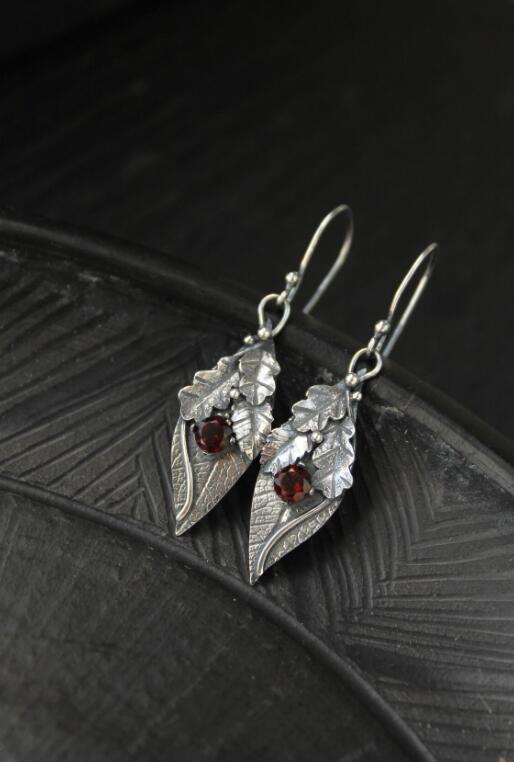 Rhinestone Leaf Shape Earrings