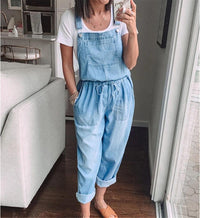 Drawstring Denim Overalls | Comfortable & Stylish