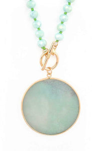 Circle Genuine Stone Pendant Convertible Necklace