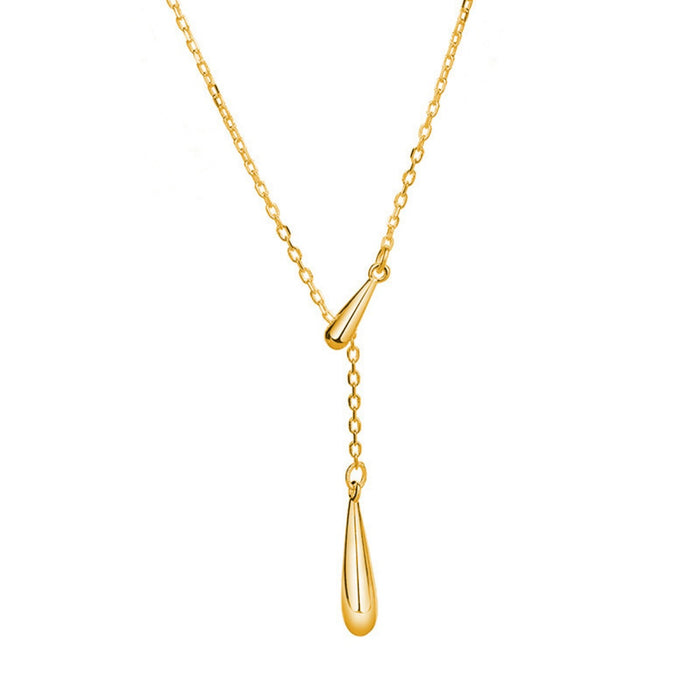 Sterling silver Y-shaped pendant necklace with a sleek design, showcasing a trendy and elegant jewelry piece.