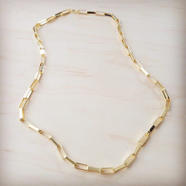 Gold Large Chain Link Layering Necklace 22" length 255o