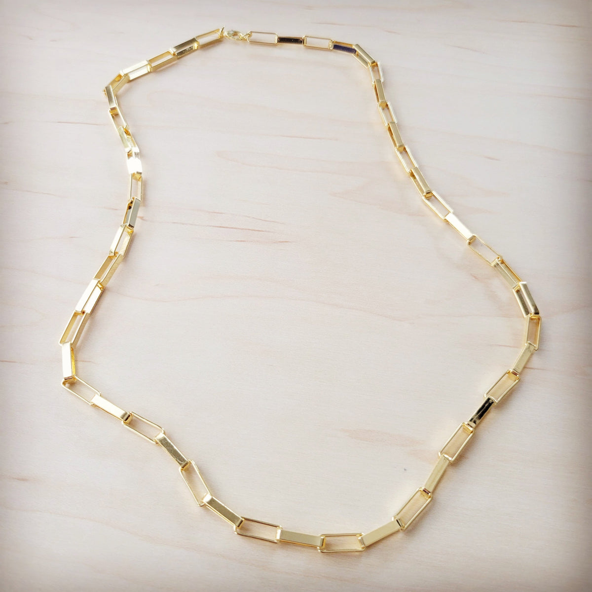 Matte Gold Large Chain Link Layering Necklace 255n