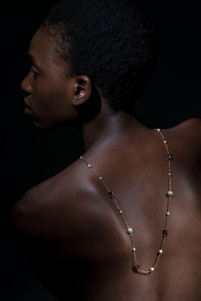 Beginning Pearl Logo Long Necklace