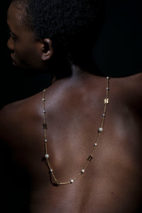 Beginning Pearl Logo Long Necklace