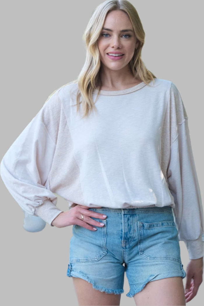 Hailey & Co Rib and Two Tone Knit Mixed Top