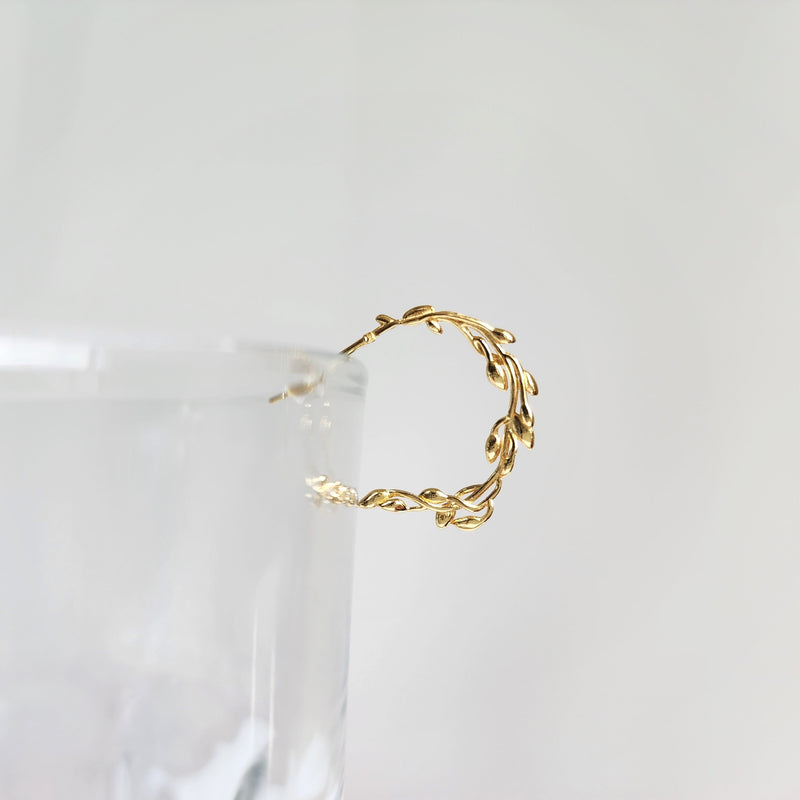 Olive Leaf Dangle Earrings | 925 Silver Plant Leaf Circle Earrings | Gift for Her