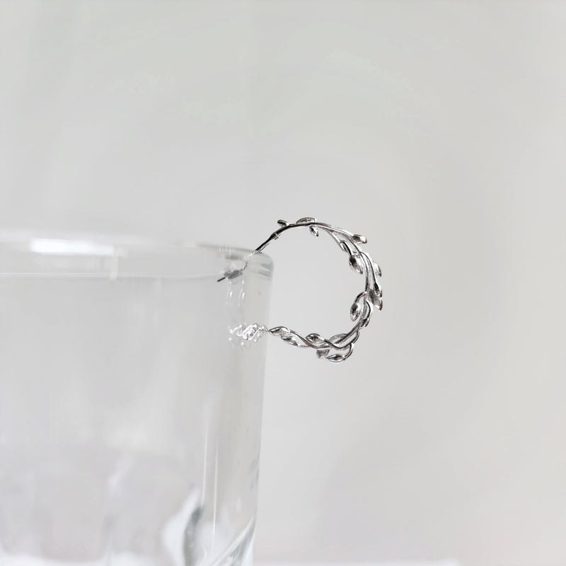 Olive Leaf Dangle Earrings | 925 Silver Plant Leaf Circle Earrings | Gift for Her