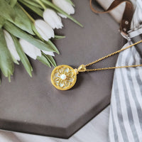 Opera Golden Necklace | Mother of Pearl Pendant Necklace
