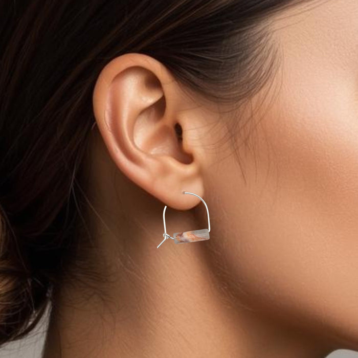 Bijou by SAM Arc gemstone earrings featuring mountain sunset-inspired design with colorful gemstones and elegant dangle style.