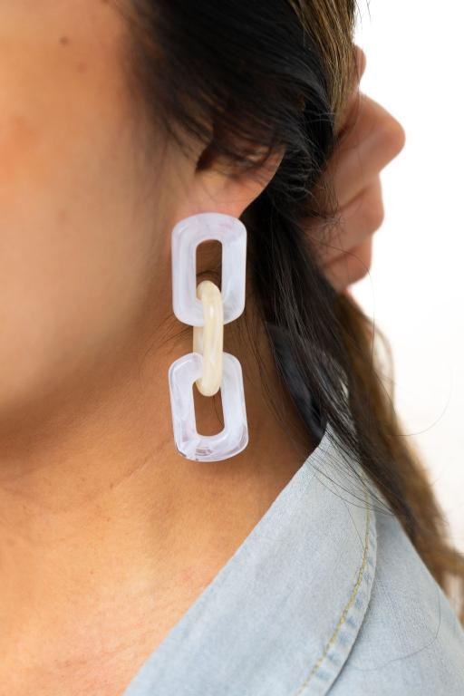 Tabitha Earrings - White & Beige