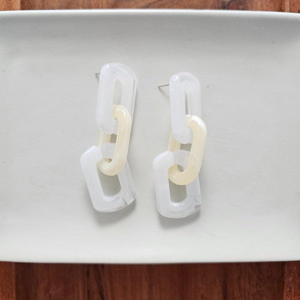 Tabitha Earrings - White & Beige