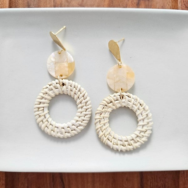 Lana Earrings - Light Rattan