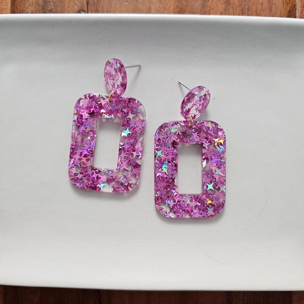 Margot Earrings - Pink Glitter