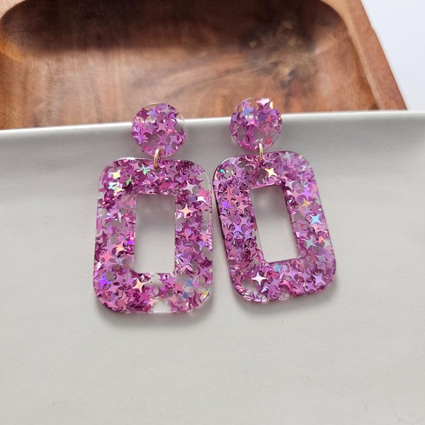 Margot Earrings - Pink Glitter