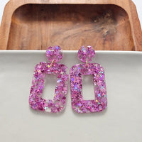 Margot Earrings - Pink Glitter