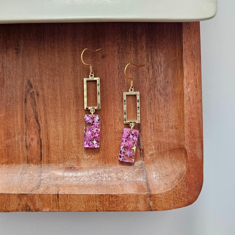 Raya Earrings - Pink Glitter