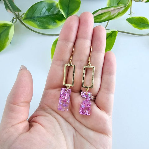 Raya Earrings - Pink Glitter