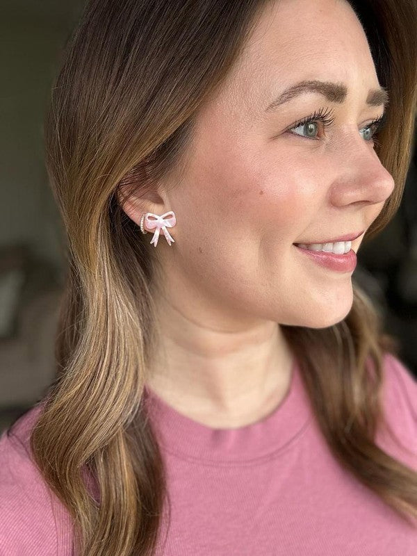 Bow Studs - Pink