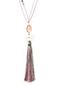 Crystal & Pearl Tassel Necklace