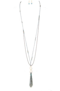 Crystal & Pearl Tassel Necklace