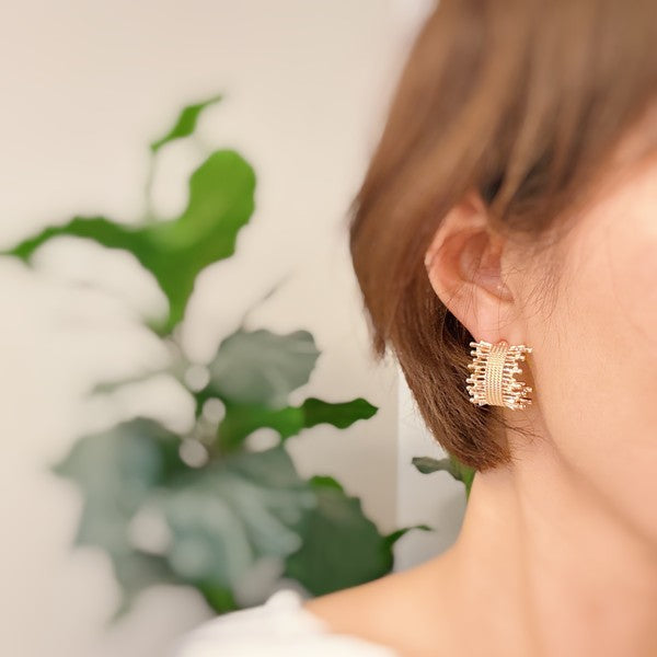 Golden Lace Metal Hoop Earrings