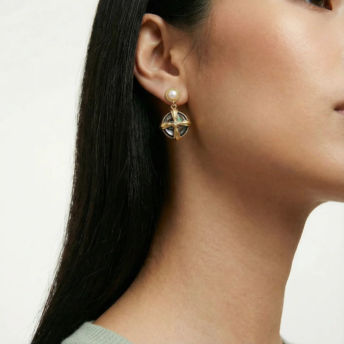 Pearl Abalone Cross Drops - The GlamBox Jewels Boutique