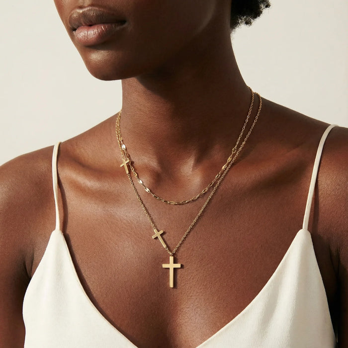 Divine Layers Cross Necklace Set - The GlamBox Jewels Boutique