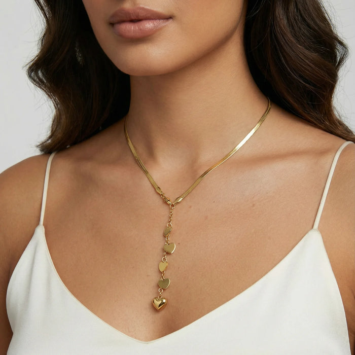 Golden Hearts Cascade Necklace - The GlamBox Jewels Boutique