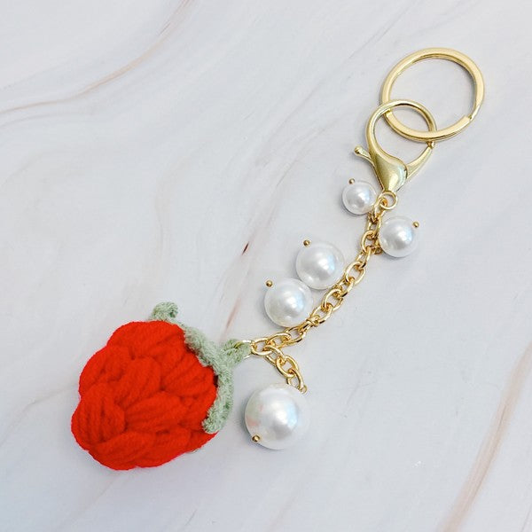 Strawberry And Pearls Bag Charm