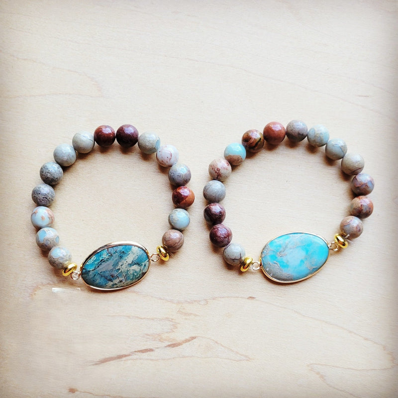 Aqua Terra Beaded Bracelet with Center Accent 809n