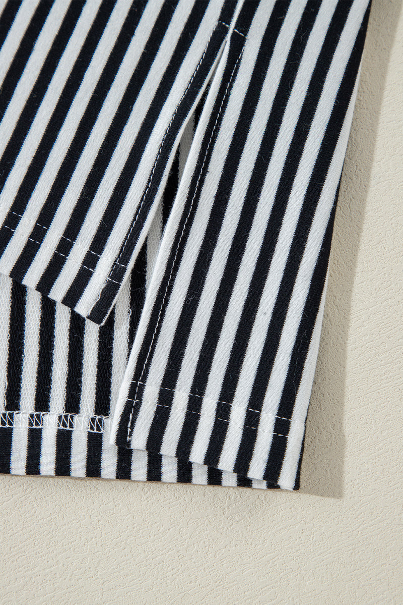 Black & White Striped Patchwork Oversized Tee