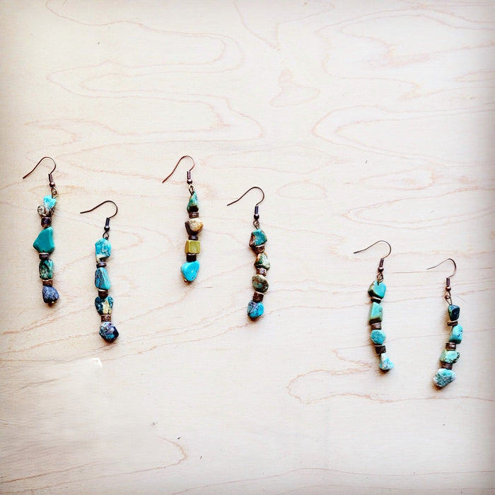 Genuine HuBei Turquoise & Wood Drop Earrings 221g