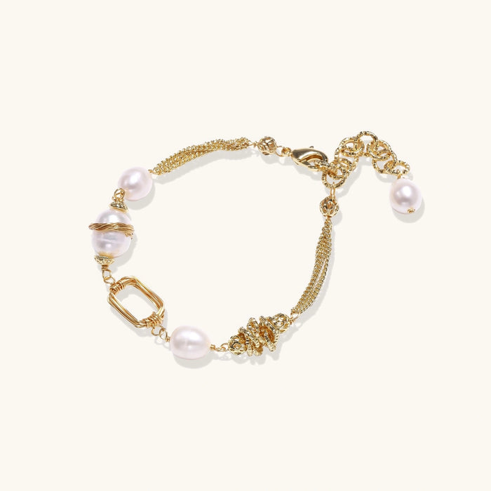 Golden Pearl Chain Bracelet - The GlamBox Jewels Boutique