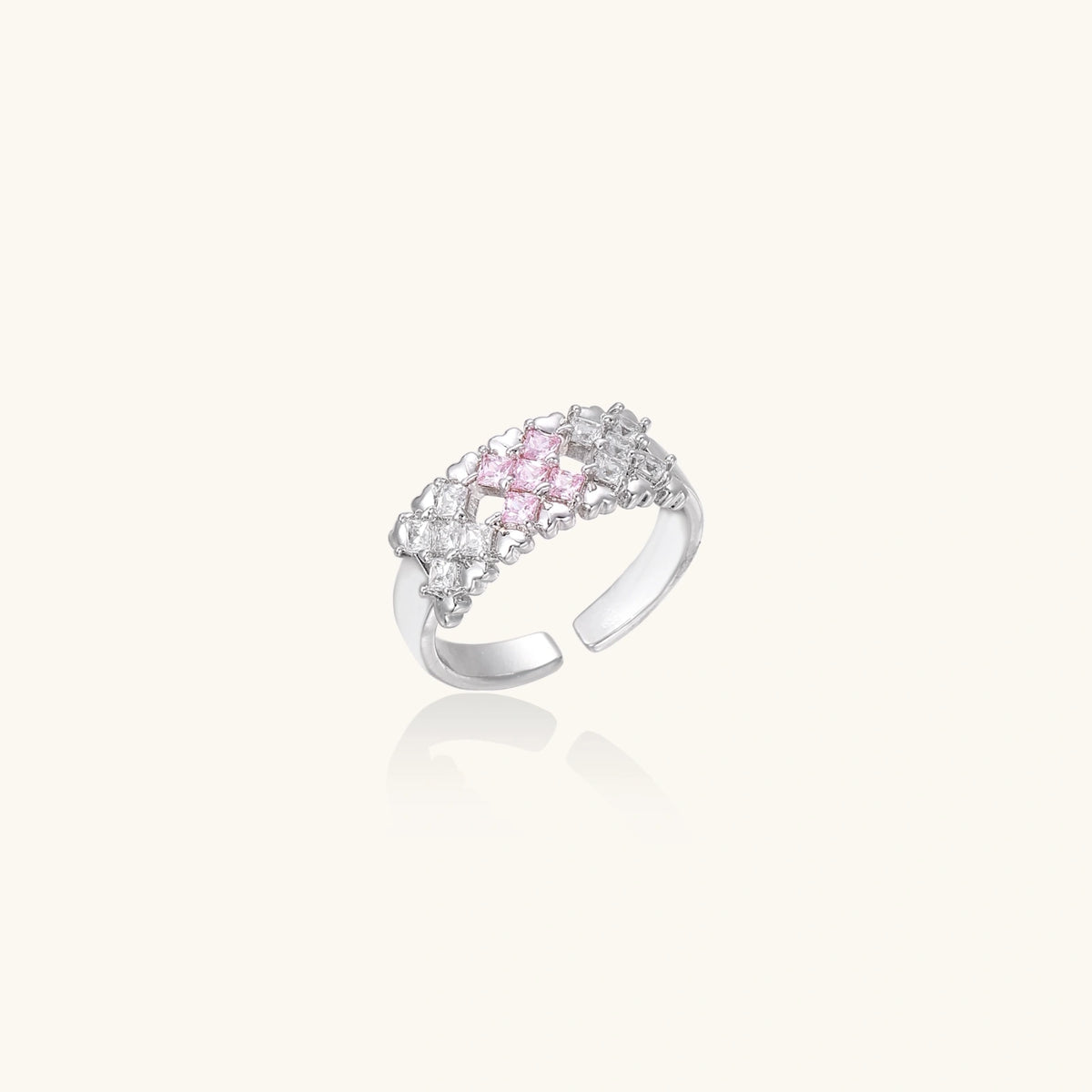 Elegant Pixel Dream Ring by The Glambox Jewels Boutique featuring a sleek design with sparkling gemstones and modern style.